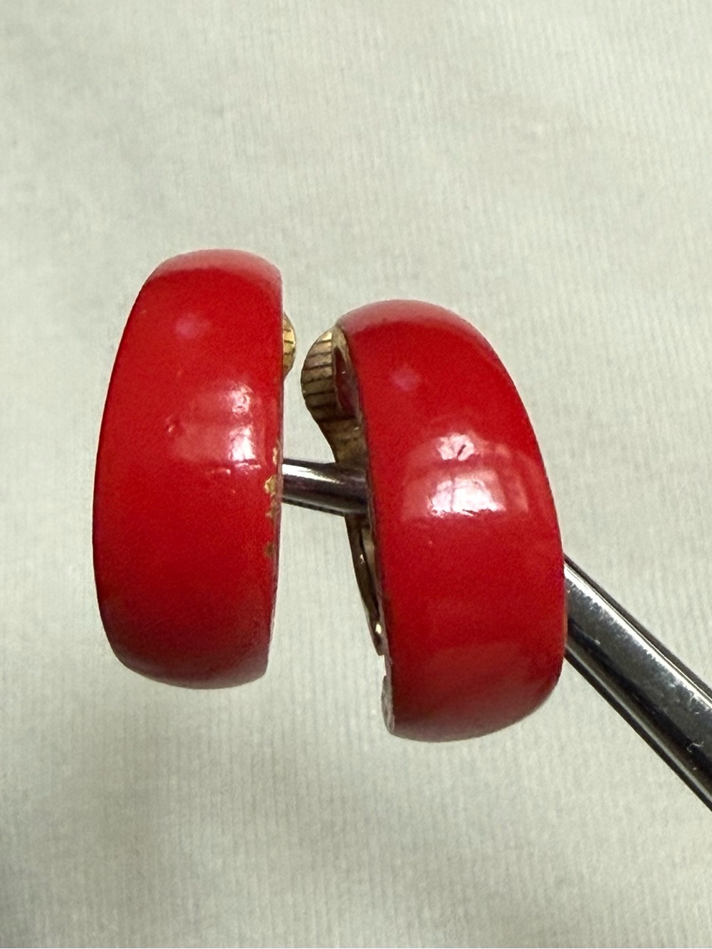 Vintage Trifari Red Clip-On Hoop Earrings - Classic Women Accessories